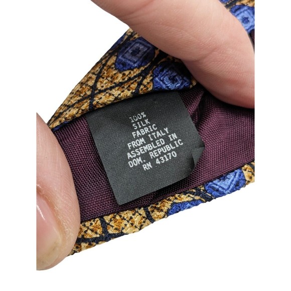 Honors Men's Neck Tie Geometric Print 100% Silk From Italy Novelty - Picture 5 of 5